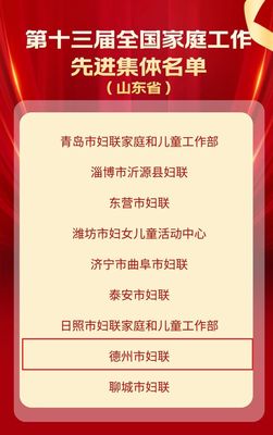 全國表彰!德州5家庭1集體入選!